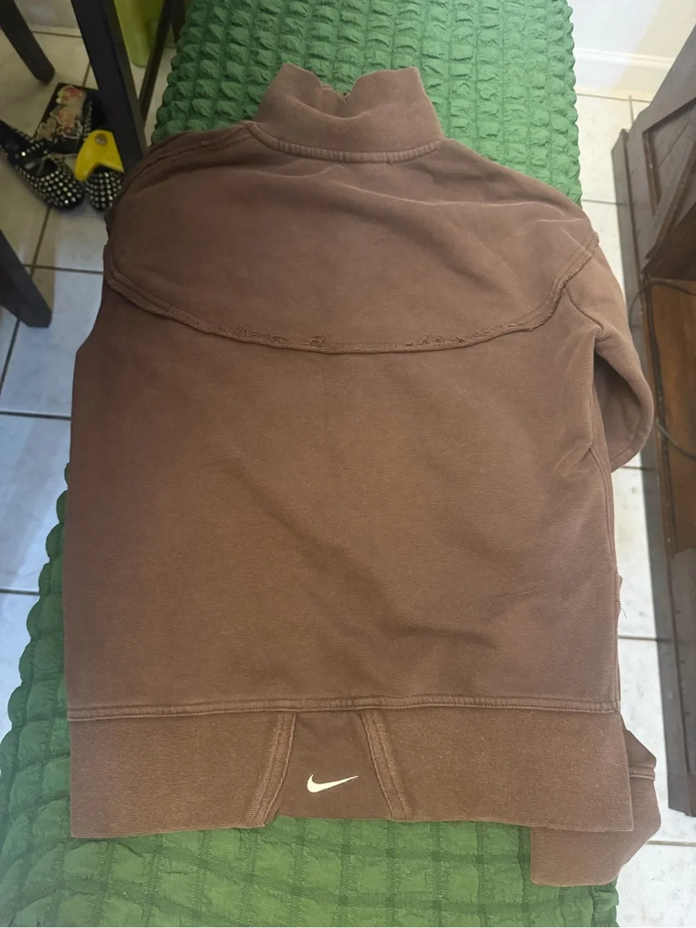 Nike Brown Full-Zip Puffer Jacket with White Dotted Logo